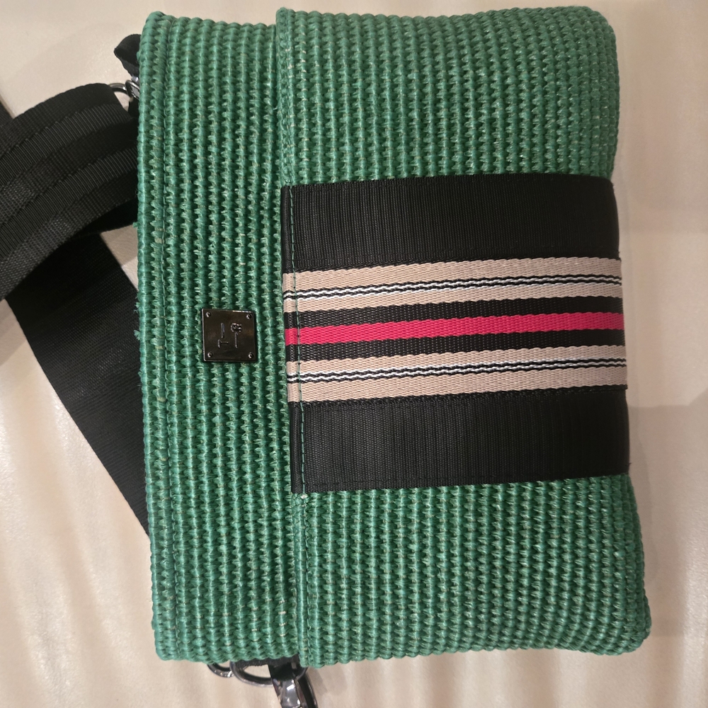 Green Men's Bag with Stripe Detail